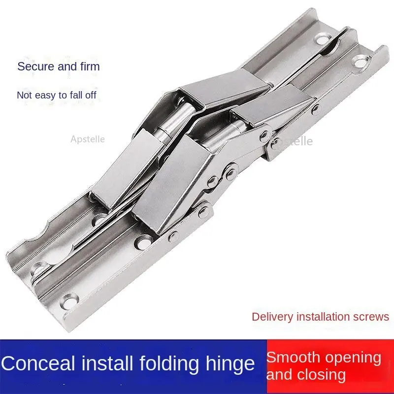 1Pc 90/180 Degree Accessories Parts Spring Folding Furniture Hinge Hole-free Hinge Foldable Desk Chair Bridge Hinges Hardware