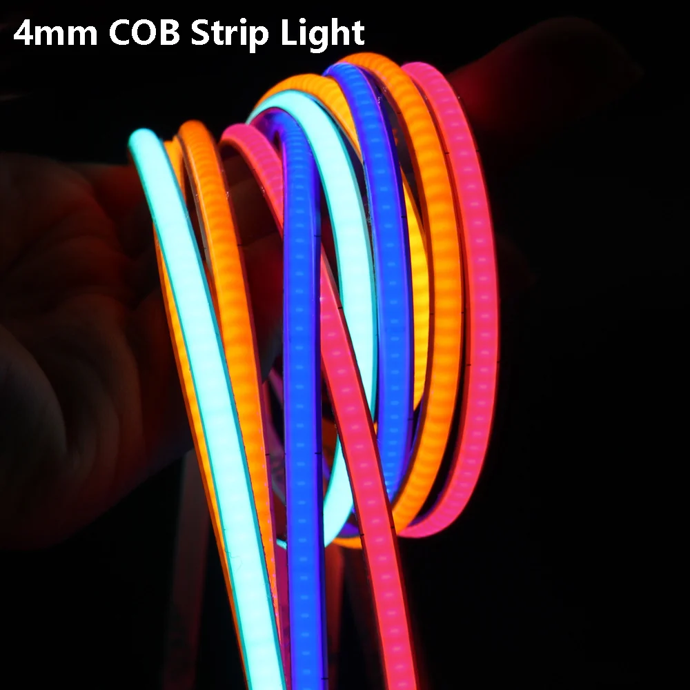 

Ultra-thin 4mm COB LED Colorful Strip Light Background Wall Decor Cabinet Light 480LEDs/m Flexible Linear Tape Light DC12V 24V