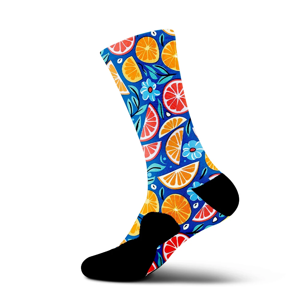 

Vibrant Citrus Fruit Print Cycling Socks Men Bicycle Sport Running Bike Socks Calcetines Ciclismo