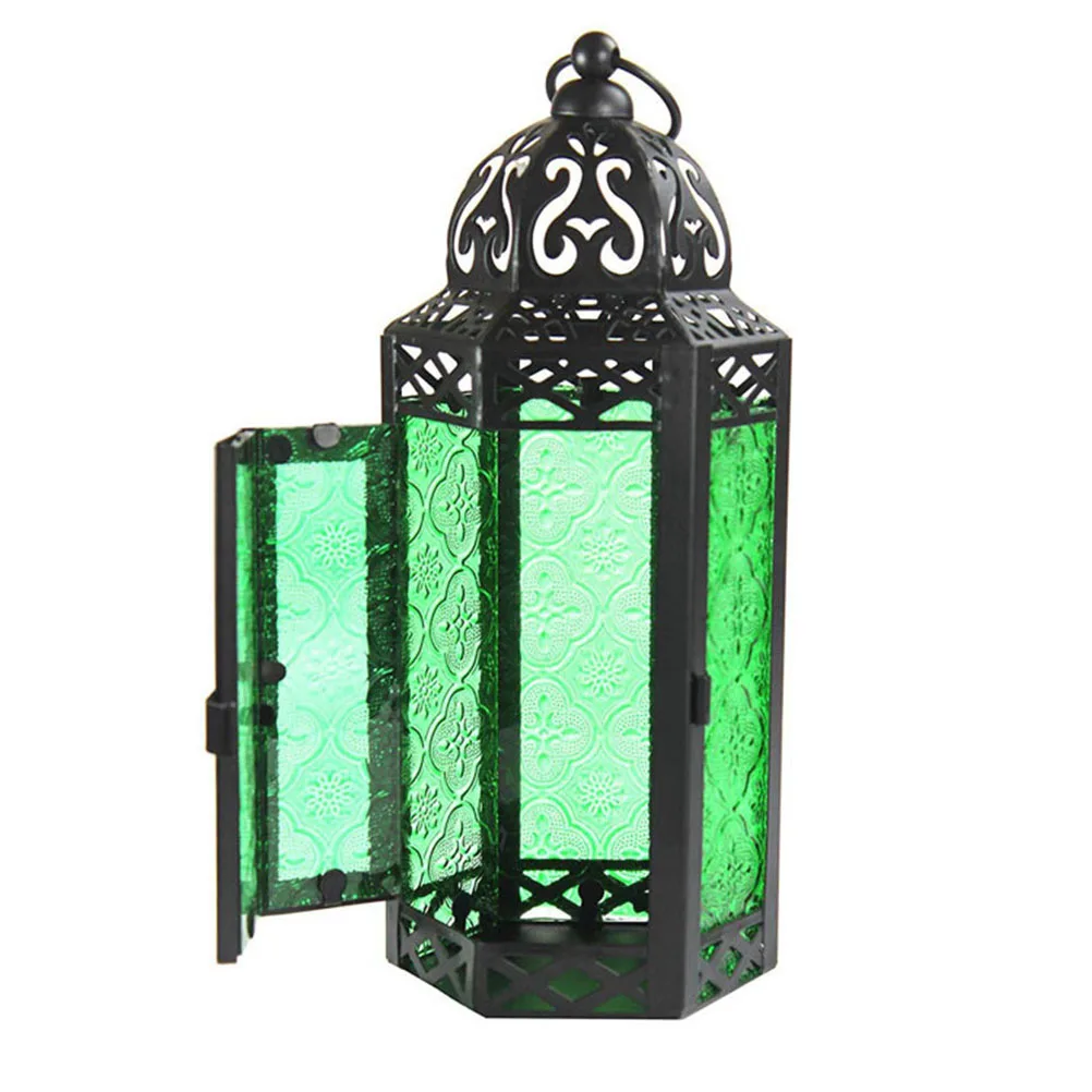 

Decorative Lantern Storm Holder Versatile Piece Iron Decoration Morocco Style