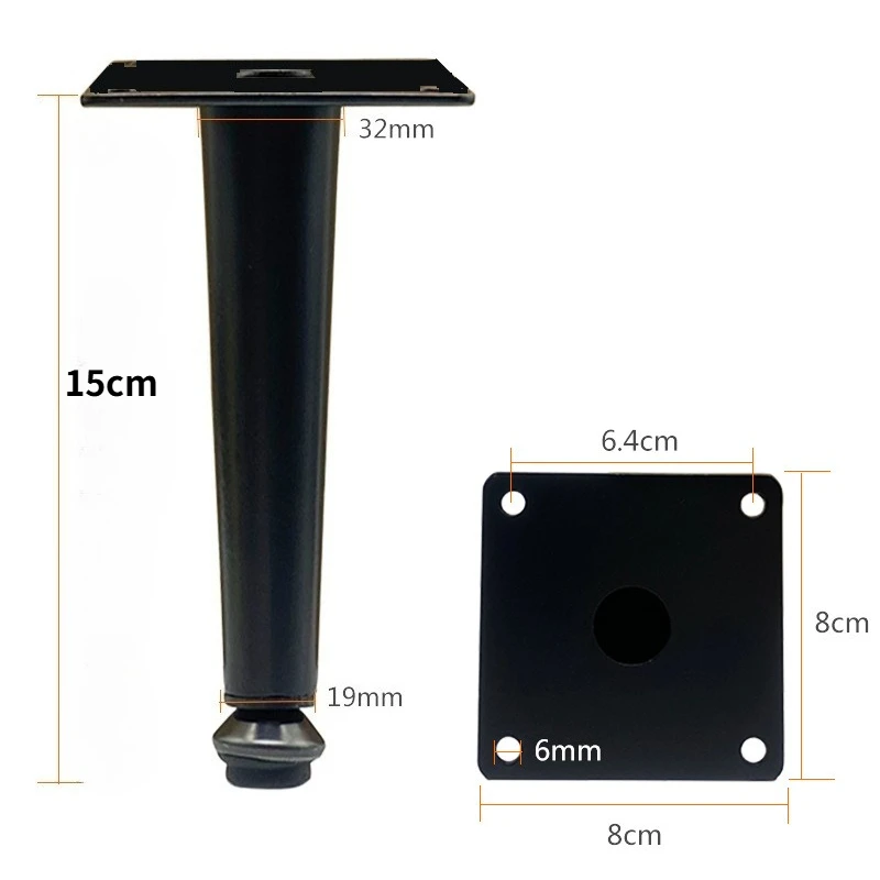4PCS 15CM Oblique Cone Adjustable Metal Furniture Legs Replacement Feet for Sofa TV Cabinet Vanity Nightstand Table