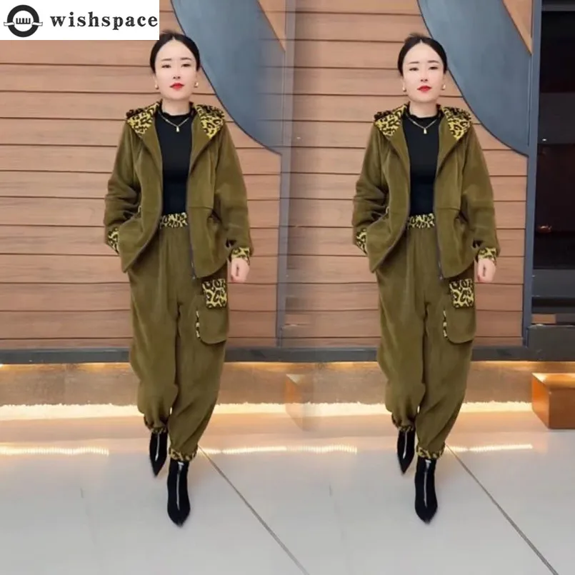 Fashion Suit for Women in Spring and Autumn 2024 New High-end Hooded Top Age Reducing Casual Pants Two-piece Set