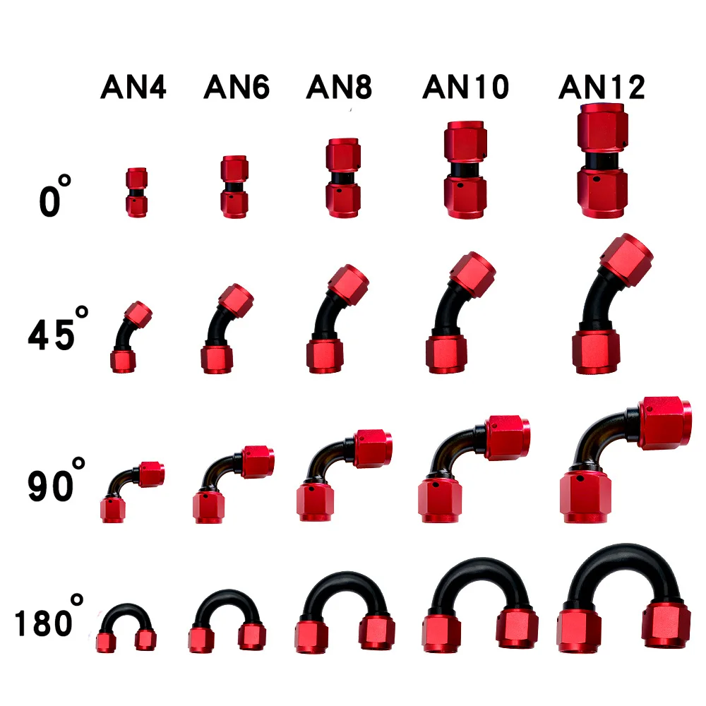 Universal 0 45 90 180 Degree AN4 6 8 10 12 Female to AN4 6 8 10 12 Female Hydraulic hose Elbow Oil Cooler Fitting Hose Fittings