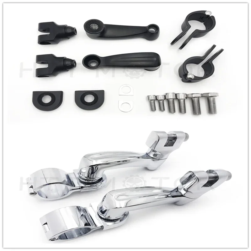 

Free Shipping Motorcycle Parts 1 1/4"Long Angled Highway Engine Guard Bar Foot Peg Mount Kit for Harley Chrome BLACK