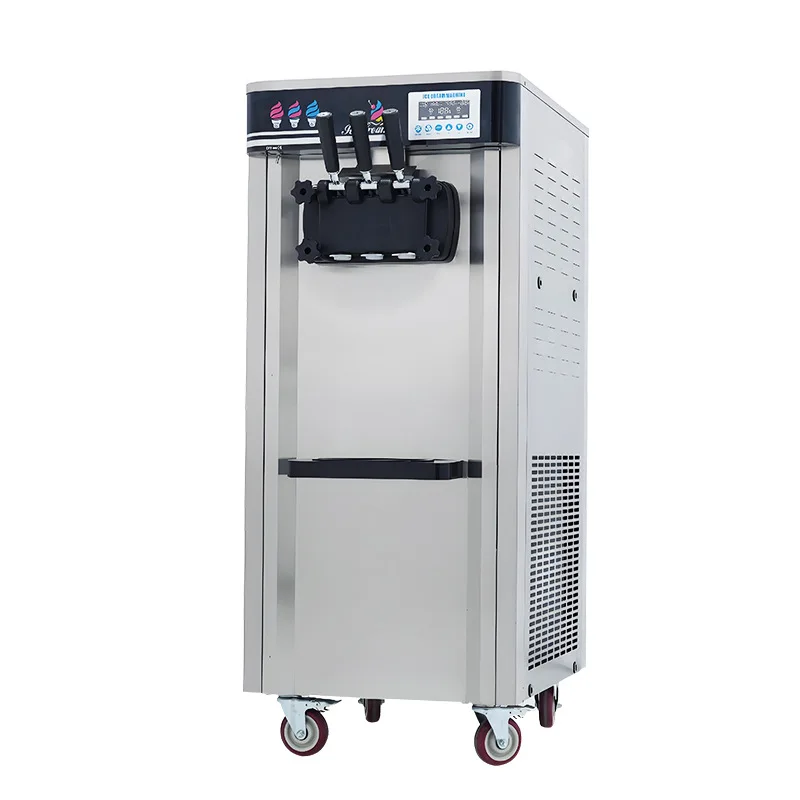 Commercial Large Output Stainless Steel Automatic Vertical Ice Cream Machine Touch Screen Control 3-Flavor Soft Ice Cream Sundae