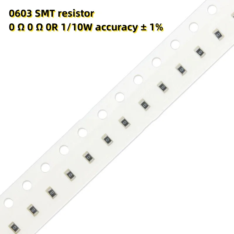 

1000pcs 0603 SMT resistor 0 Ω 0 Ω 0R 1/10W accuracy ± 1%