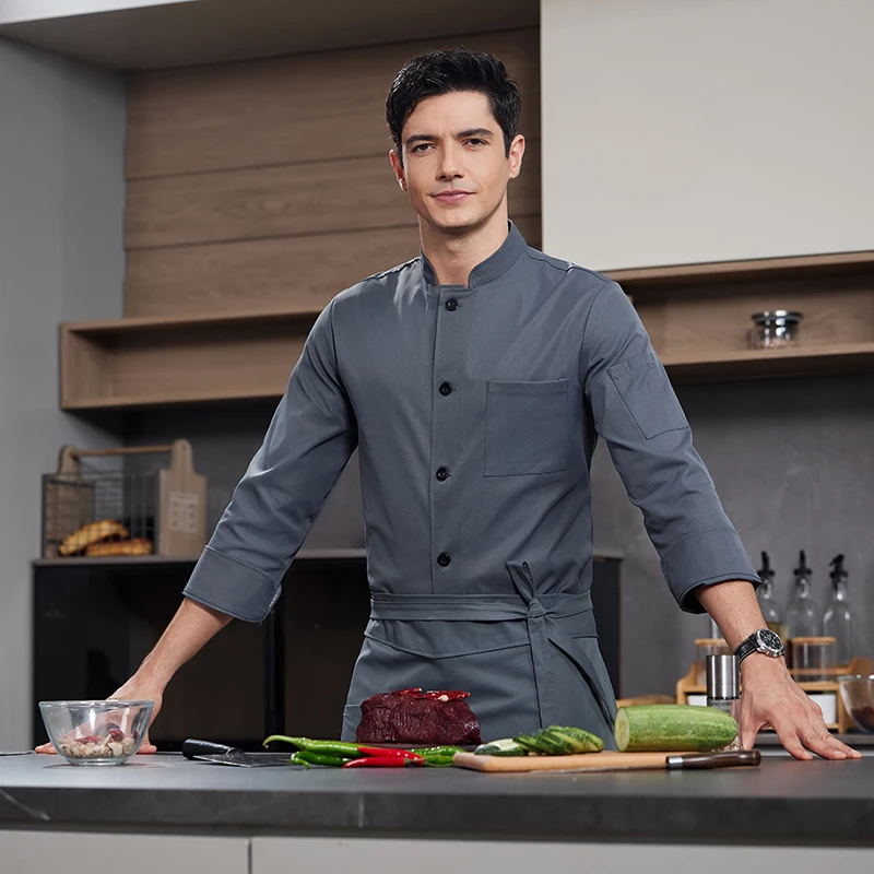 Long Sleeve Chef Coat Men Kitchen Clothes Jacket Western Restaurant Catering Waiter Chef Uniform Hotel Costume Bakery Cook Wear