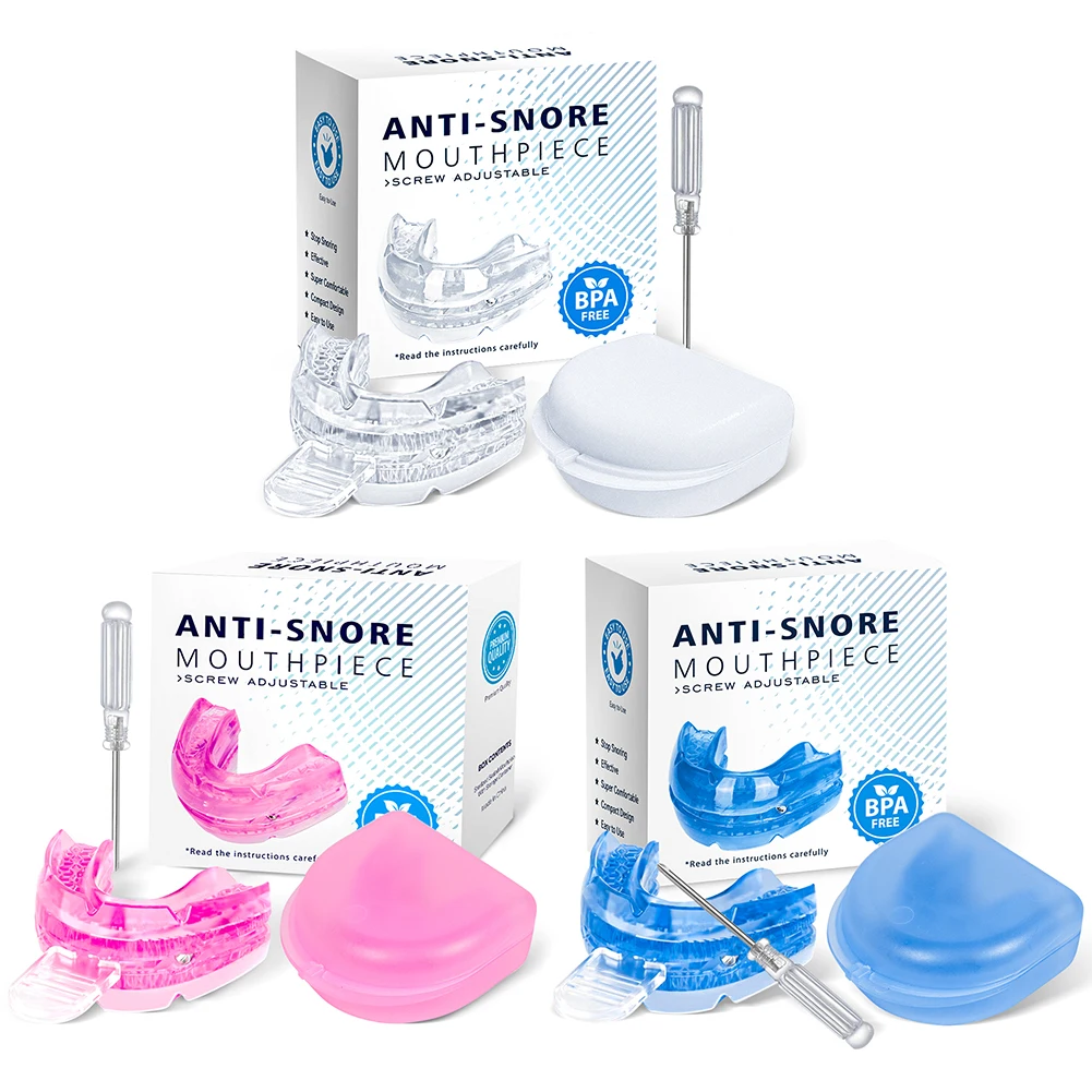 

Anti Snoring Mouth Guards with Storage Case Adjustable Anti Snoring Mouthpiece Night Time Sleeping Mouth Guards for Men Women