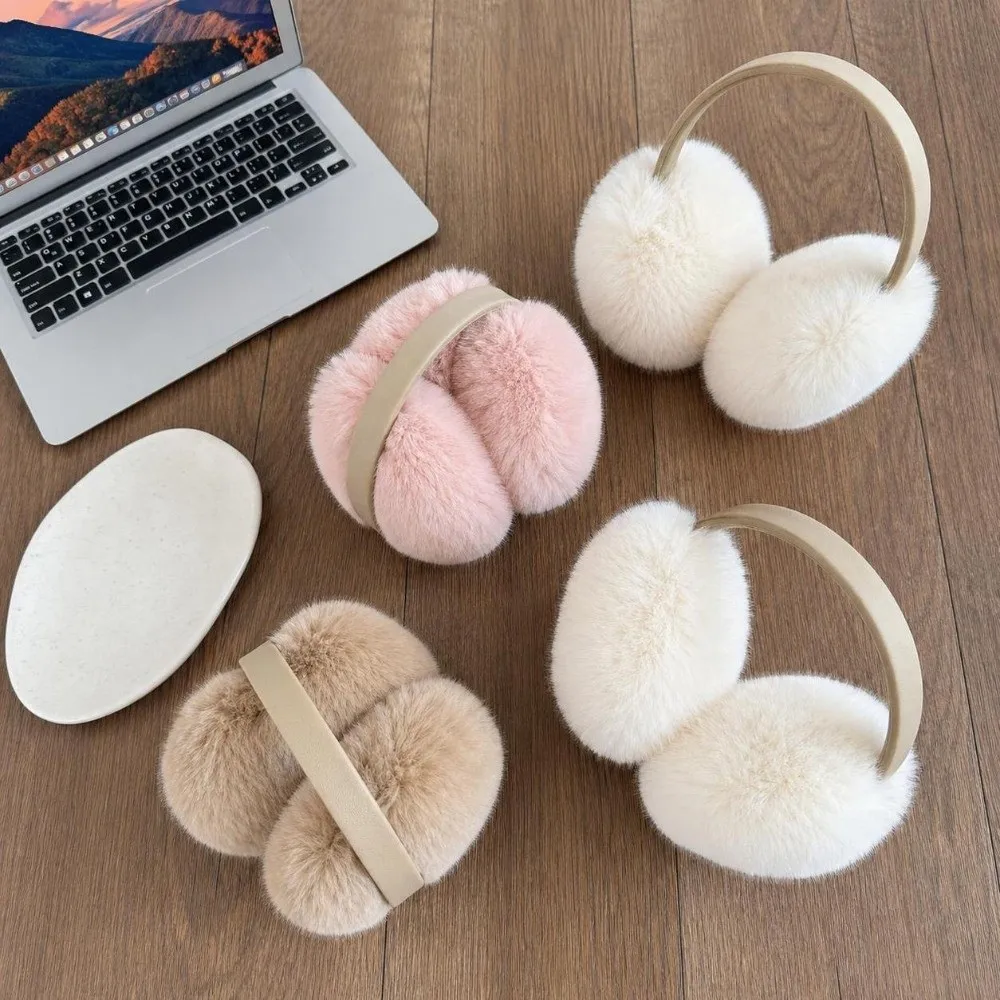 Korean Style Foldable Earmuffs Fluffy Non-slip Ear Warmer Warm Windproof Winter Earmuffs for Men and Women