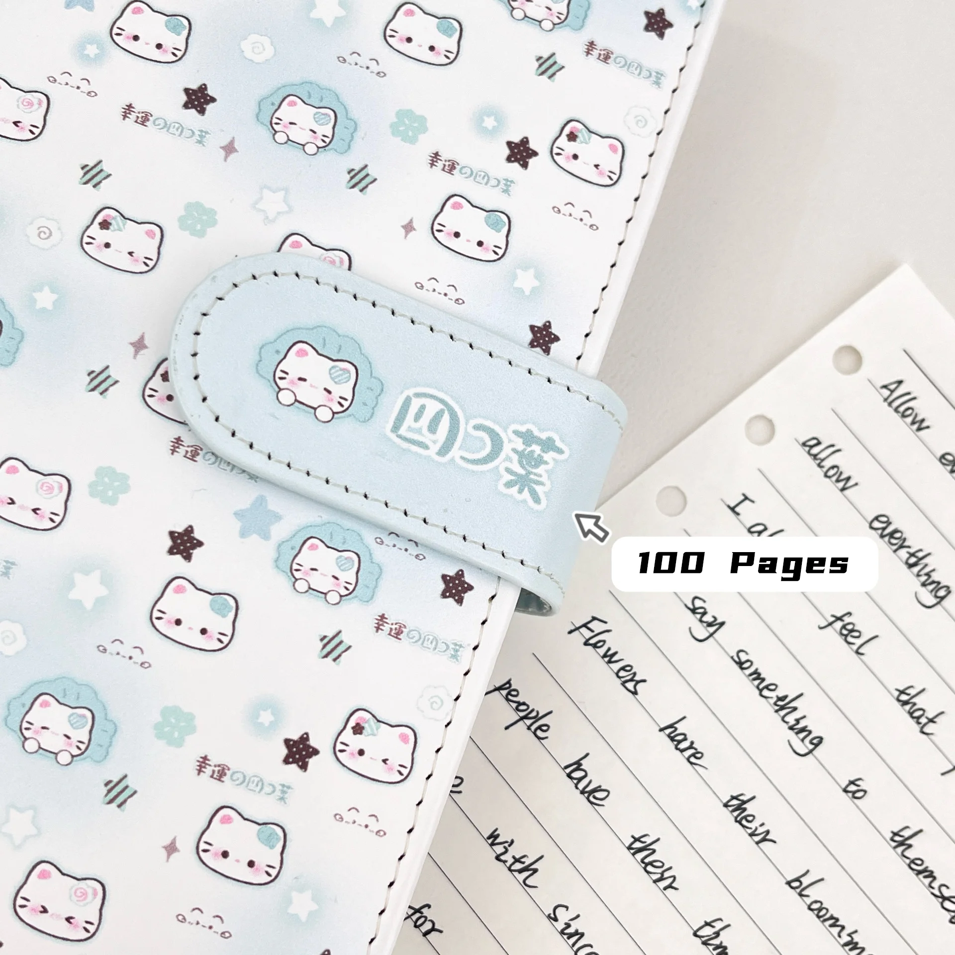 A6 notebook cute cat loose-leaf PU leather binder Detachable magnetic buckle replaceable paper student notepad
