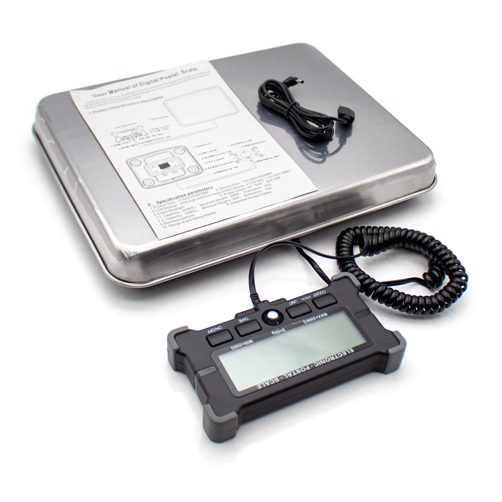 Portable 200KG 440Lbs Digital Scale PS21 lectronic Postal Scale 0.05KG 10G with LCD Backlight Shipping Scales