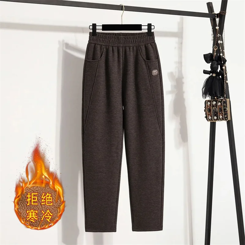 2026 الخريف الشتاء عالية الجودة عالية الخصر سراويل تقليدية المرأة بدلة جديدة السراويل الصوفية موضة تسعة السراويل الأنابيب السراويل الإناث #5