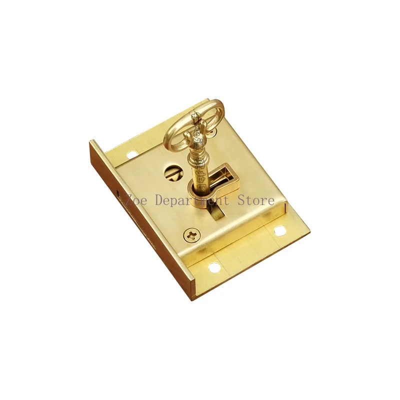 1PC Antique Metal Drawer Lock Wine Cabinet Door Lock Square Metal Lock Furniture Hardware Accessories with Keys Chinese Style