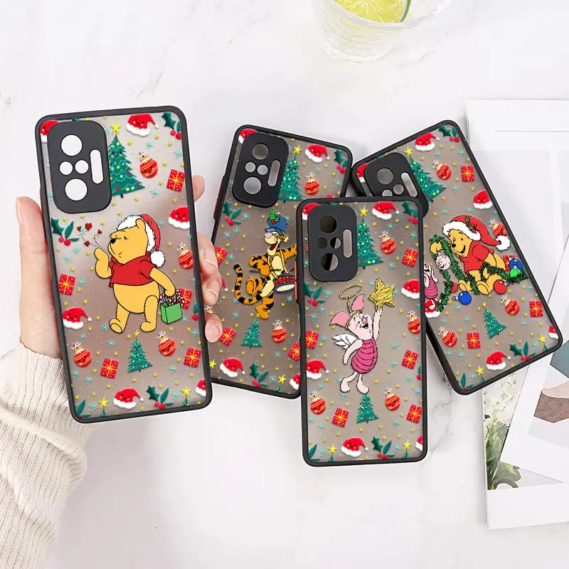 Christmas Winnies The Poohs Caroon Phone Case For Redmi Note 13 12 Pro Plus 9 8 11 10 Pro 12s Cover For Redmi 9 9A 9C 10C Fundas