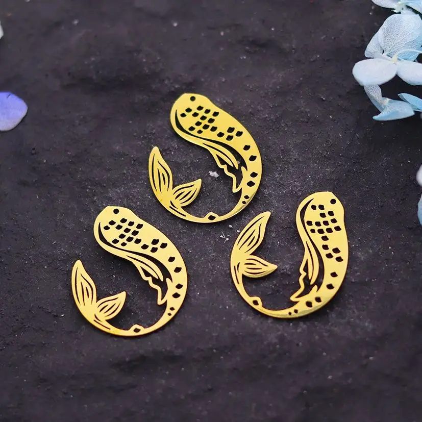 

3pcs/lot Ocean Whale Jumping Lucky Tail Charms DIY Tassels Earrings Handmade Stainless Steel Pendant for Jewelry Making Supplies