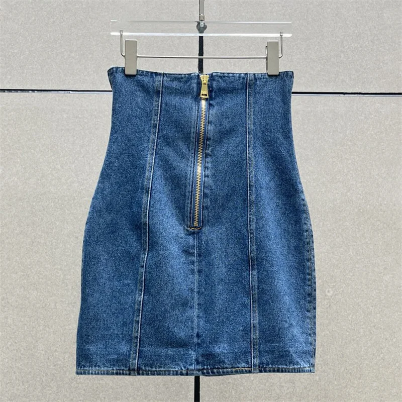 Women\'s skirt 2024 Summer New in Cotton Denim mini skirt Metal button decoration high waisted Women\'s half skirt y2k jeans skirt