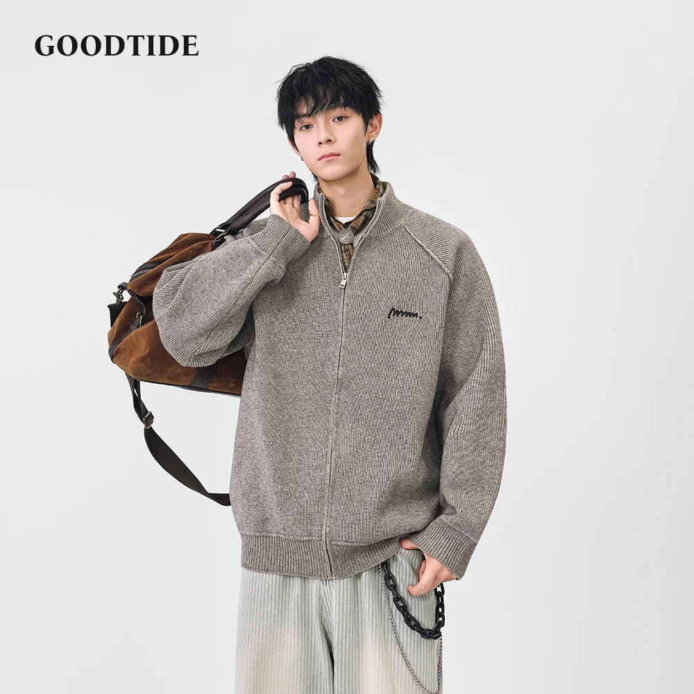 Fashion Men's Casual Full - Zip Mock Neck Cardigan 2025 Winter New Ribbed Knitted Jacket Detail Soft Long Sleeve Outerwear Top