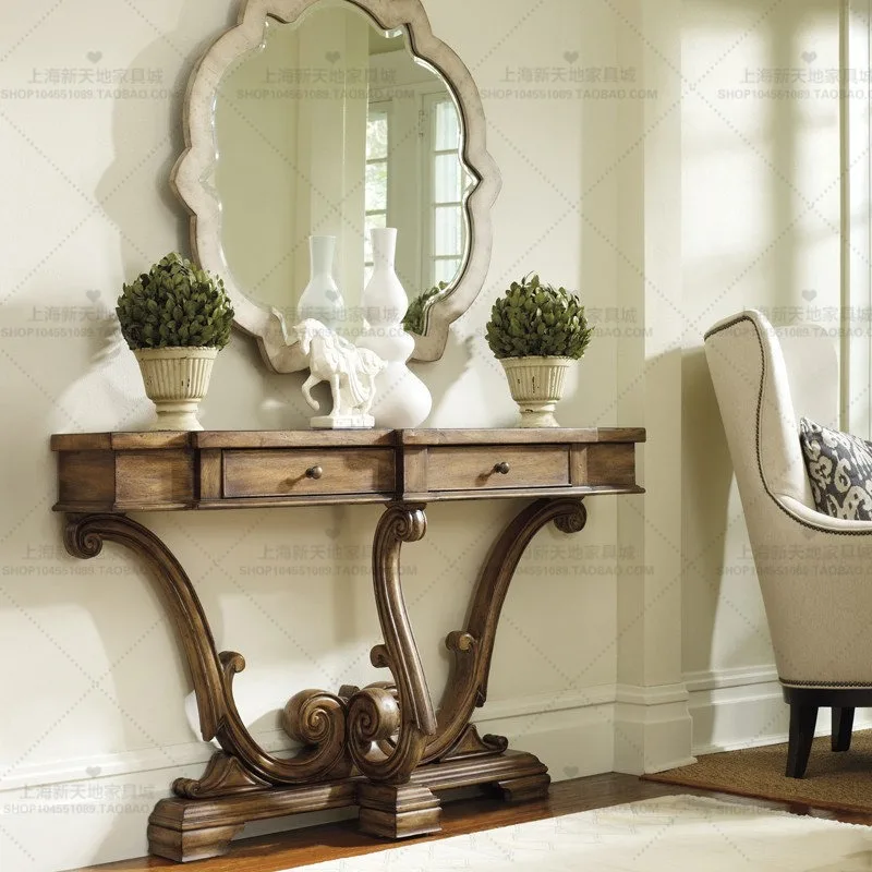 American country entrance table, entrance table, French simple restaurant decorative cabinet, retro and old foyer entrance cabin