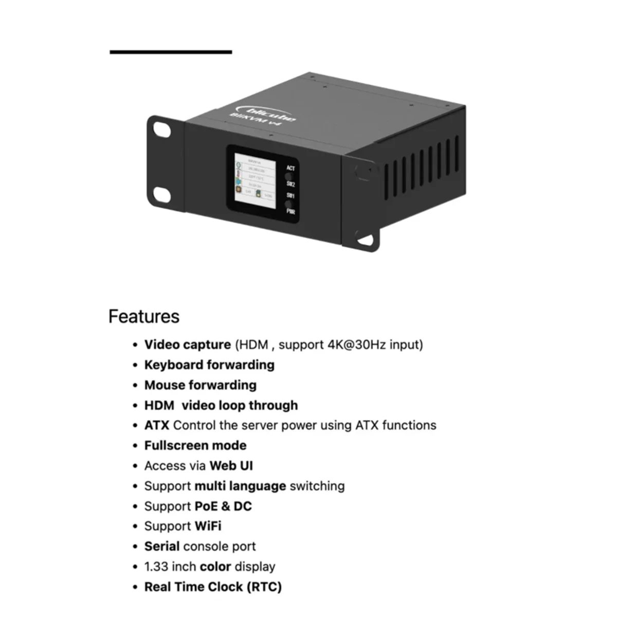 

AAA!!BliKVM V4 Allwinner H313 Soc KVM over IP PoE HDMI-Comaptible Video Loop Through PiKVM RTC Video Capture Plug and Play