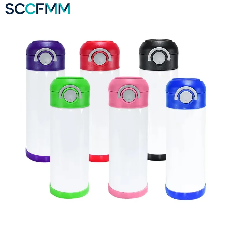 SCCFMM 3Pcs 350ml Student Water Cup, Stainless Steel Pop‑Up Sublimation Blank Vacuum Insulated Thermal Bottle for DIY Logo Busin