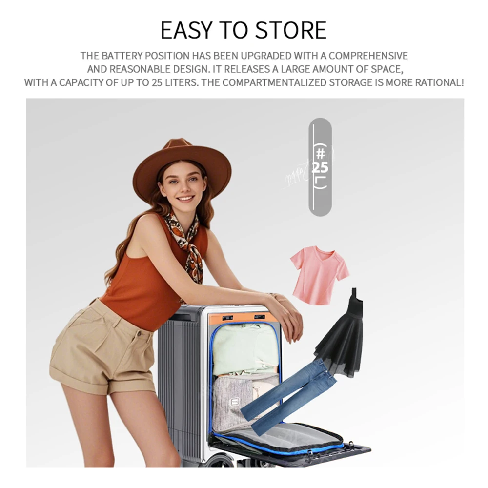 يمكن أن يصل على متن عربة السيارة متعددة الوظائف حقيبة كهربائية ذكية قابلة للركوب يمكن أن يجلس على لوحة الأشخاص مقاس 20 بوصة #4