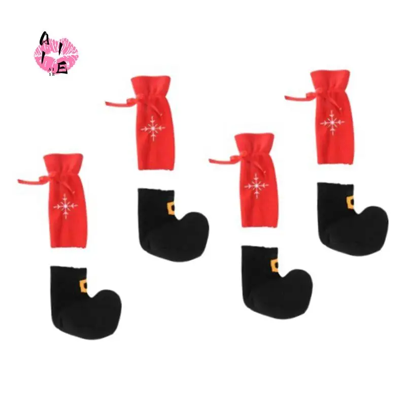 A11E-Christmas Furniture Socks Chair Leg Cover Floor Protectors Xmas Feet Sleeve Decor Santa Table Leg Chair Foot Covers