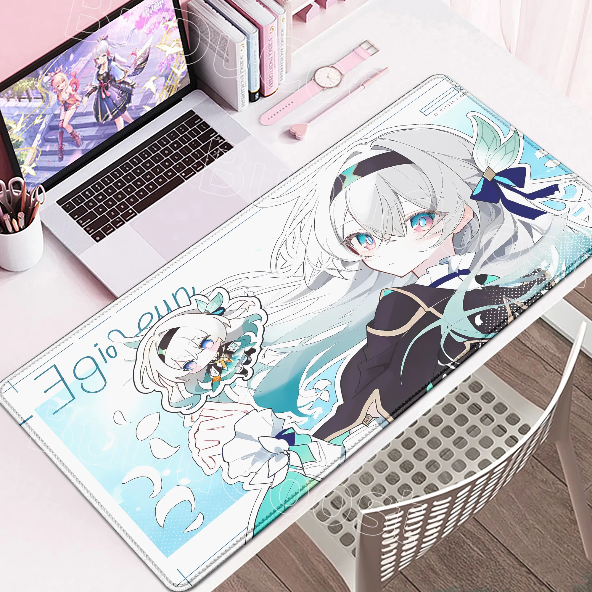 Firefly Silver Wolf Sparkle Large Mouse Pad Honkai Star Rail Anime Gaming Desk Mat Computer Keyboard Accessories