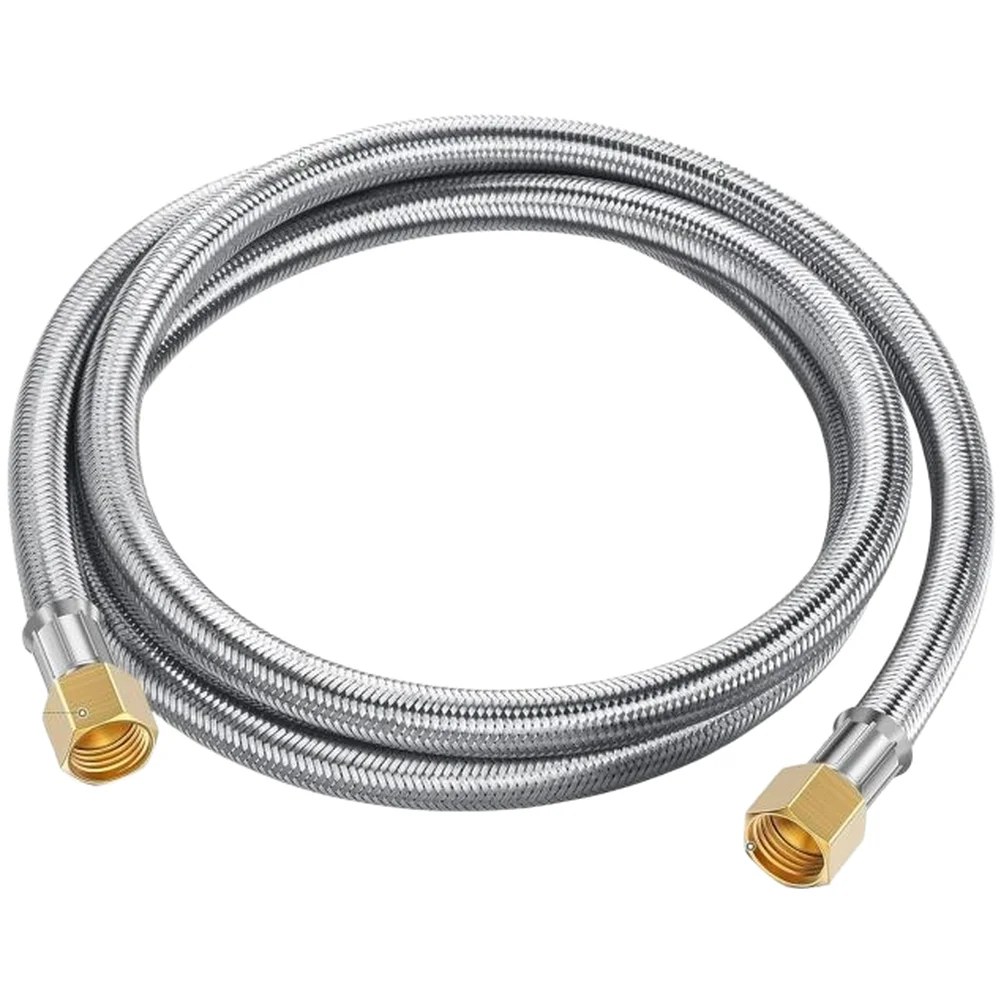 6FT 3/8 Inch For Braided Propane Hose Extension For Outdoor Grill High Pressure Gas Line With Brass Fittings Stainless Steel