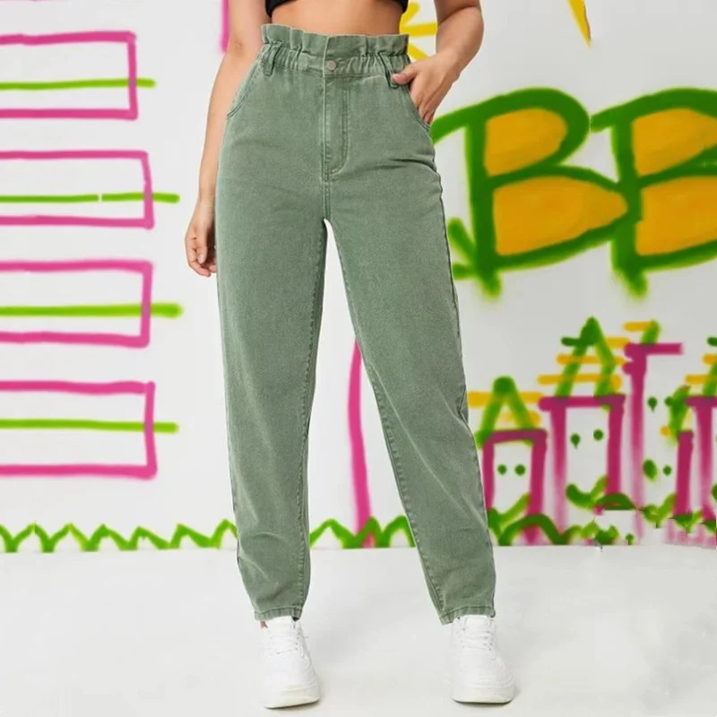 

Джинсы-клеш с высокой талией Faion, женские эластичные брюки, прямые джинсы из денима, всесезонные, темный цвет