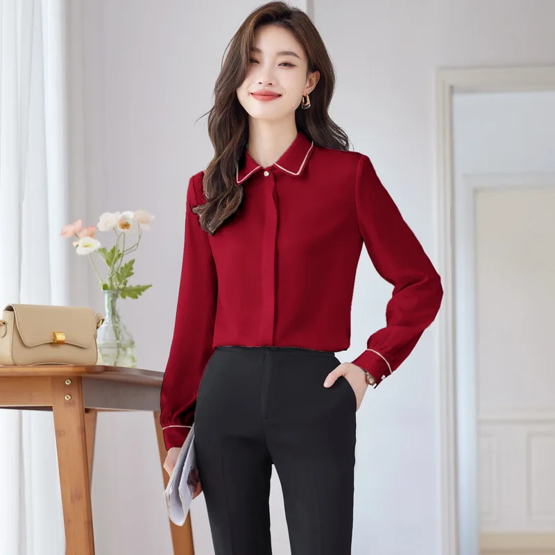 Chemises à manches longues pour femmes, chemisiers formels, styles d'avocat, vêtements de travail d'affaires, automne, hiver