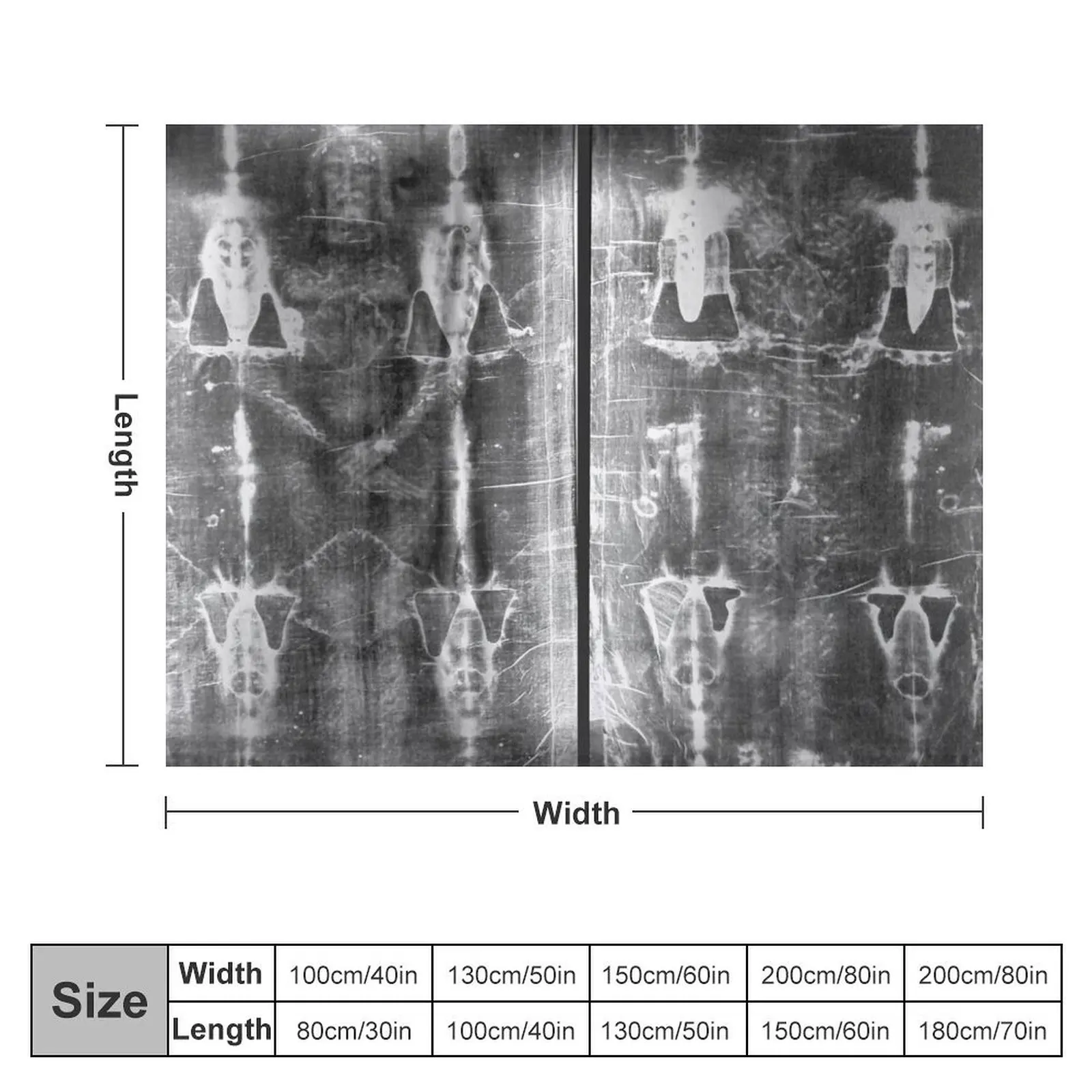 Easter: Full length negatives of the Holy Shroud of Turin Throw Blanket Decorative Beds Furry Blankets