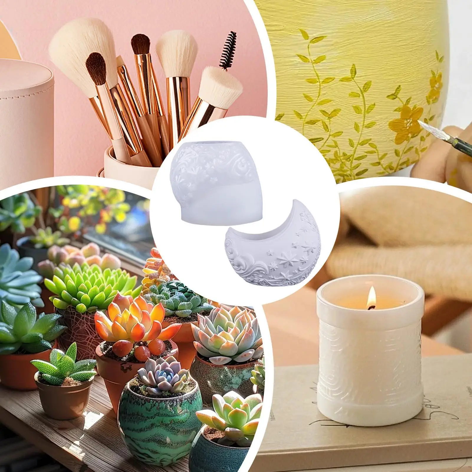 

Candle Holder Mold Reusable Aesthetic Jewelry Tray Candle Holder Mold For Concrete Epoxy Resin Cement Plaster Beginners