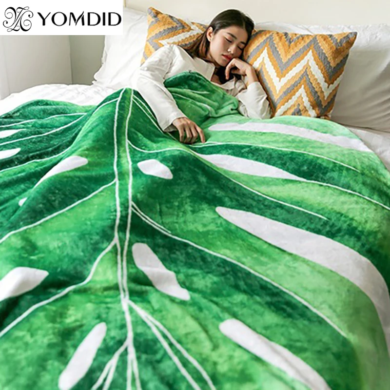 Manta de hojas gigantes súper suave para cama, sofá, Gloriosum, manta de plantas, decoración del hogar, sofá cálido, toalla, Cobertor, regalo de Navidad