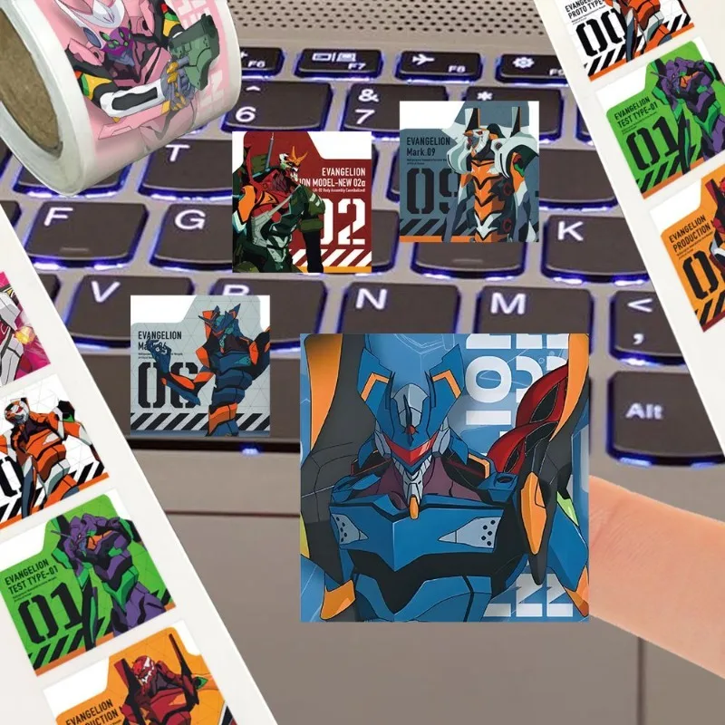

500 шт./рулон Наклейки EVA-01 «Евангелион: Новое поколение» для телефона, ноутбука, декора, аниме-мерч