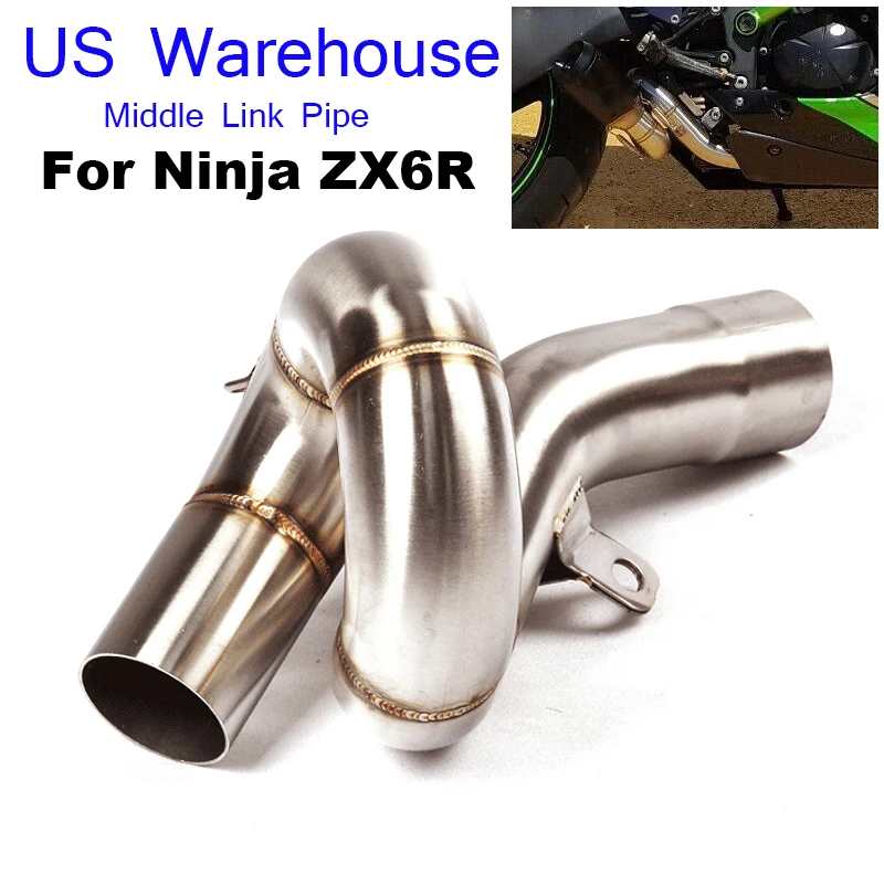 

Motorcycle Exhaust Pipe System Middle Link Tube Connector Section Modified For Kawasaki Ninja ZX6R ZX636 2009-2020