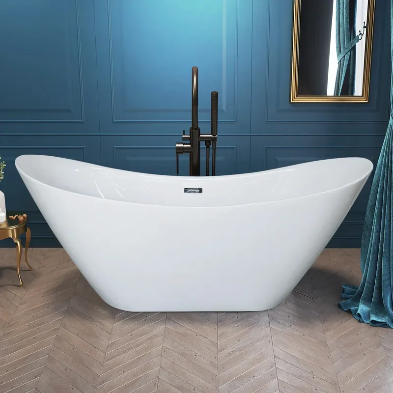 for Hotel B&B Seamless Integrated Acrylic Bathtub Ingot Shaped High Grade Thin Edge Custom Processing