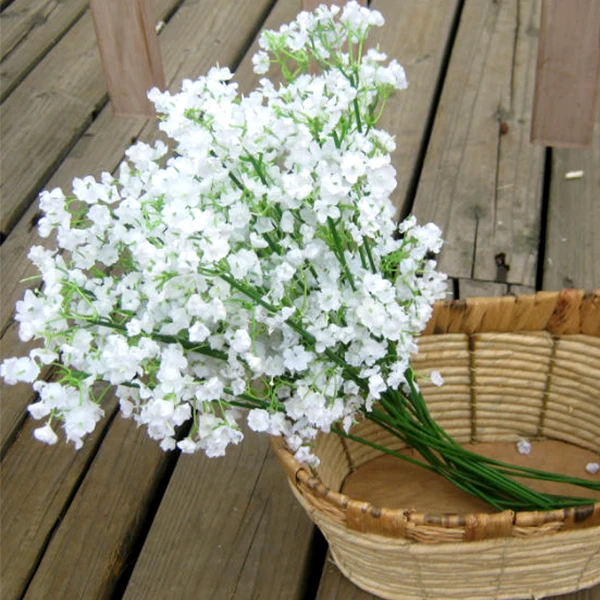 12 Stems Artificial White Gypsophila Silk Flower Bunch Baby's Breath