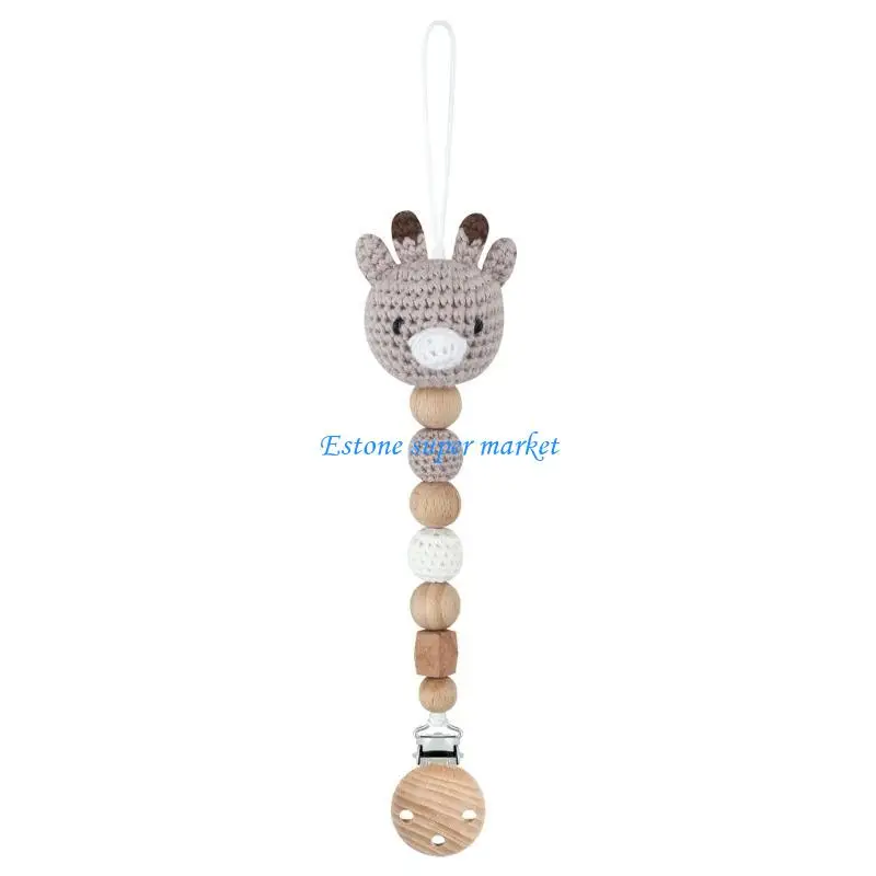 090B Newborn Pacifier Chain Dummy Clip Crochet Animal Teething Toy Baby Bibs Pendant
