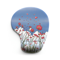 1pc Blue Sky And Red Flowers Mouse Pad Wrist Ergonomic Soft Anti-Slip Wrist Rest Support Mat Computer Mouse Pad for Office  PC