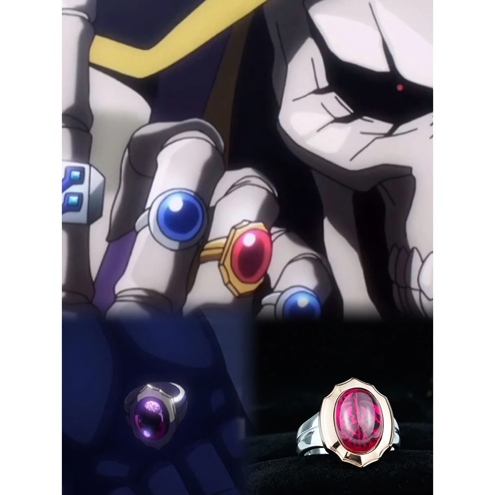 Anime Overlord Ring Momonga Albedo Ainz Ooal Gown Cosplay Nazarick Unisex Adjustable Opening Rings Accessories Jewelry Gifts