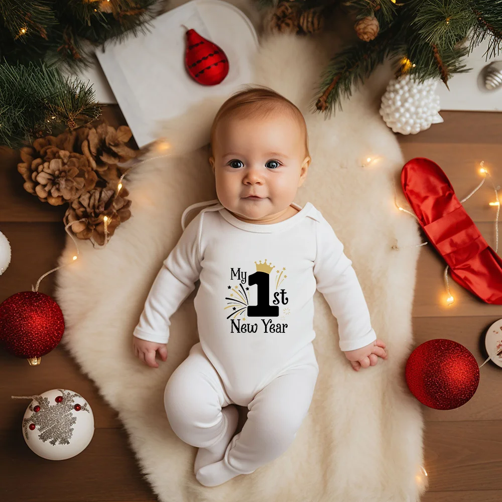 My 1st New Year 2025 Newborn Baby Rompers Long Sleeve Infant Jumpsuit Hello 2022 Baby Boys Girls New Year Ropa Clothes