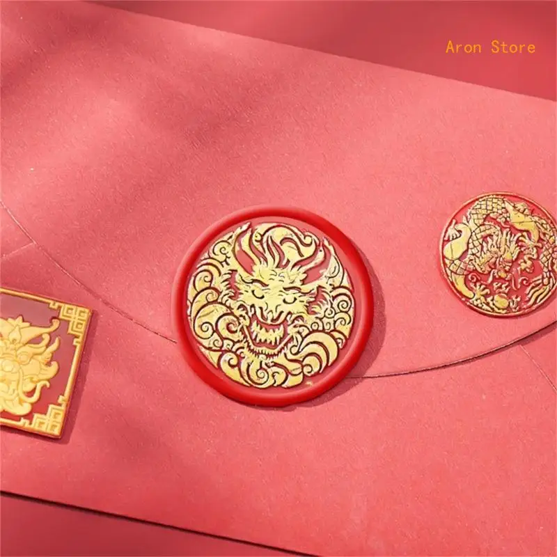 Tête tampon cire à Dragon, pour carte-cadeau du nouvel chinois, enveloppe lettre H3CF