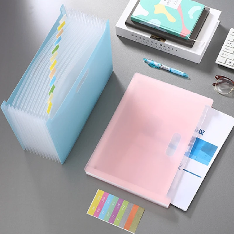 2Pcs Accordion Folder Document Organizer A4 File Folder 13 Pockets Expandable for Filling Test Papers Files Flash Cards