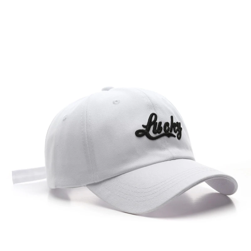 Berretto da baseball casual con ricamo fortunato Snapback tinta unita semplice cappello da papà cappelli da sole unisex per donna uomo