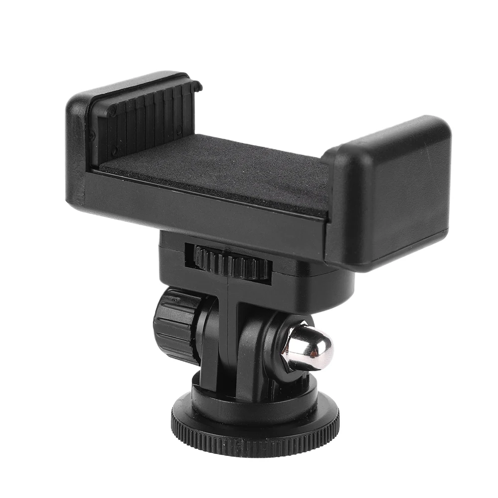 Phone Tripod Holder Clip W / Cold Shoe Mount RotateAdjustable Clamp Holder for iPhone Samsung for Canon Nikon Sony DSLR Camera