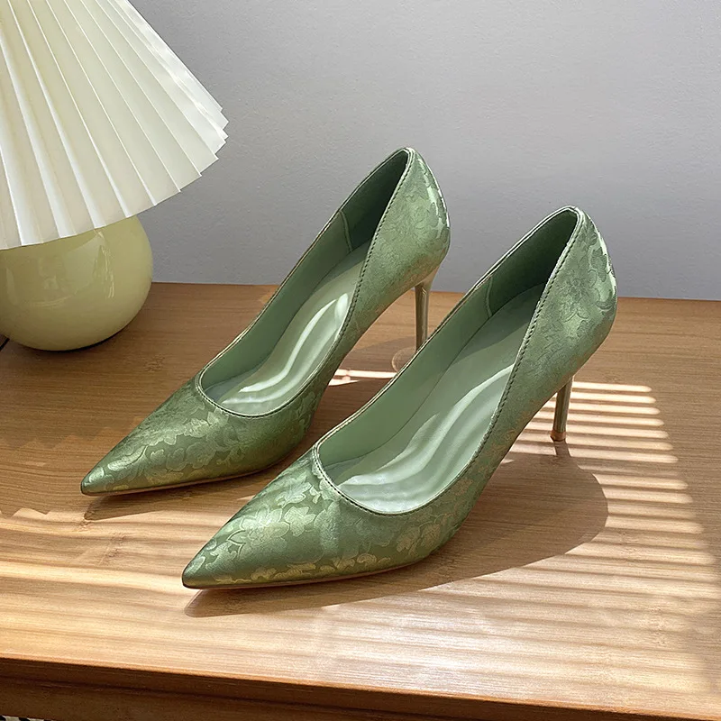 

Новые женские туфли в китайском стиле с тонким заказом в национальном стиле, лето 2022, универсальные женские туфли на высоком каблуке с острым носком и темпераментом
