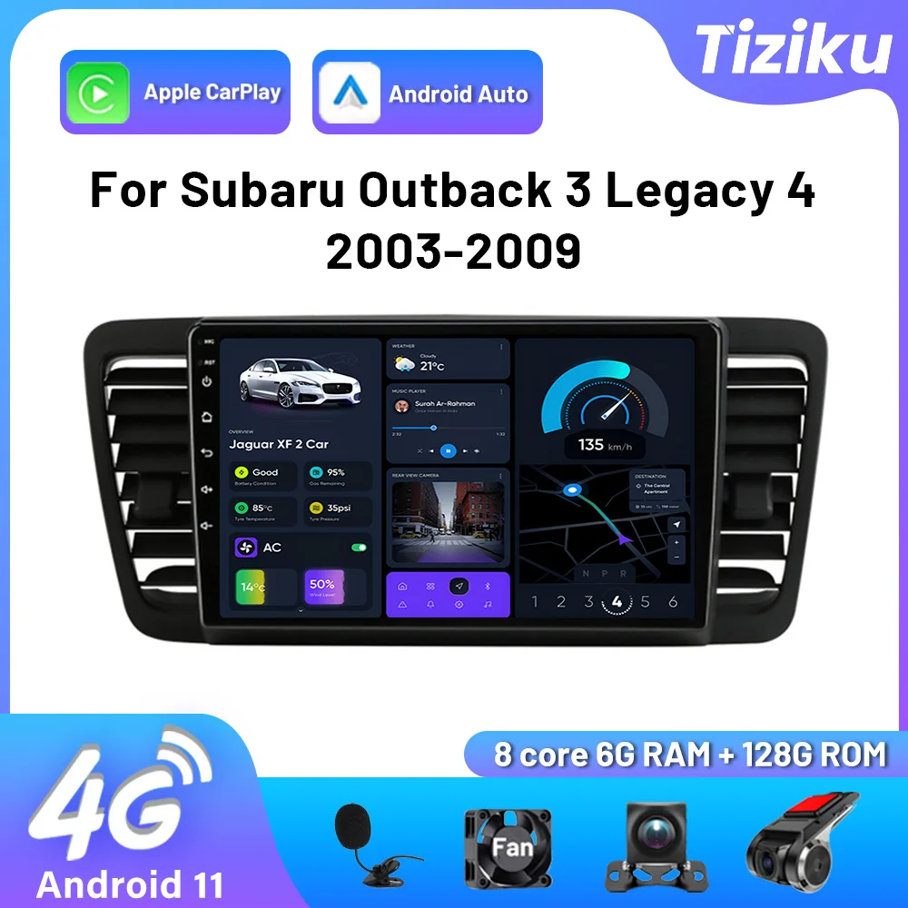 

Car Radio Multimedia Video Player Navigation GPS For Subaru Outback 3 Legacy 4 2003-2009 2 Din Android Auto Carplay 4G WiFi DSP