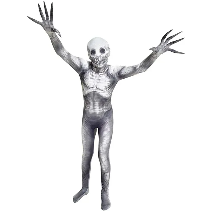Spaventoso Tuta Costume Adulto Uomini DonneIl Rastrello Costume Zalgo Slenderman Tuta 3D Spaventoso Costume di Halloween Per Bambini Ragazzi Ragazze