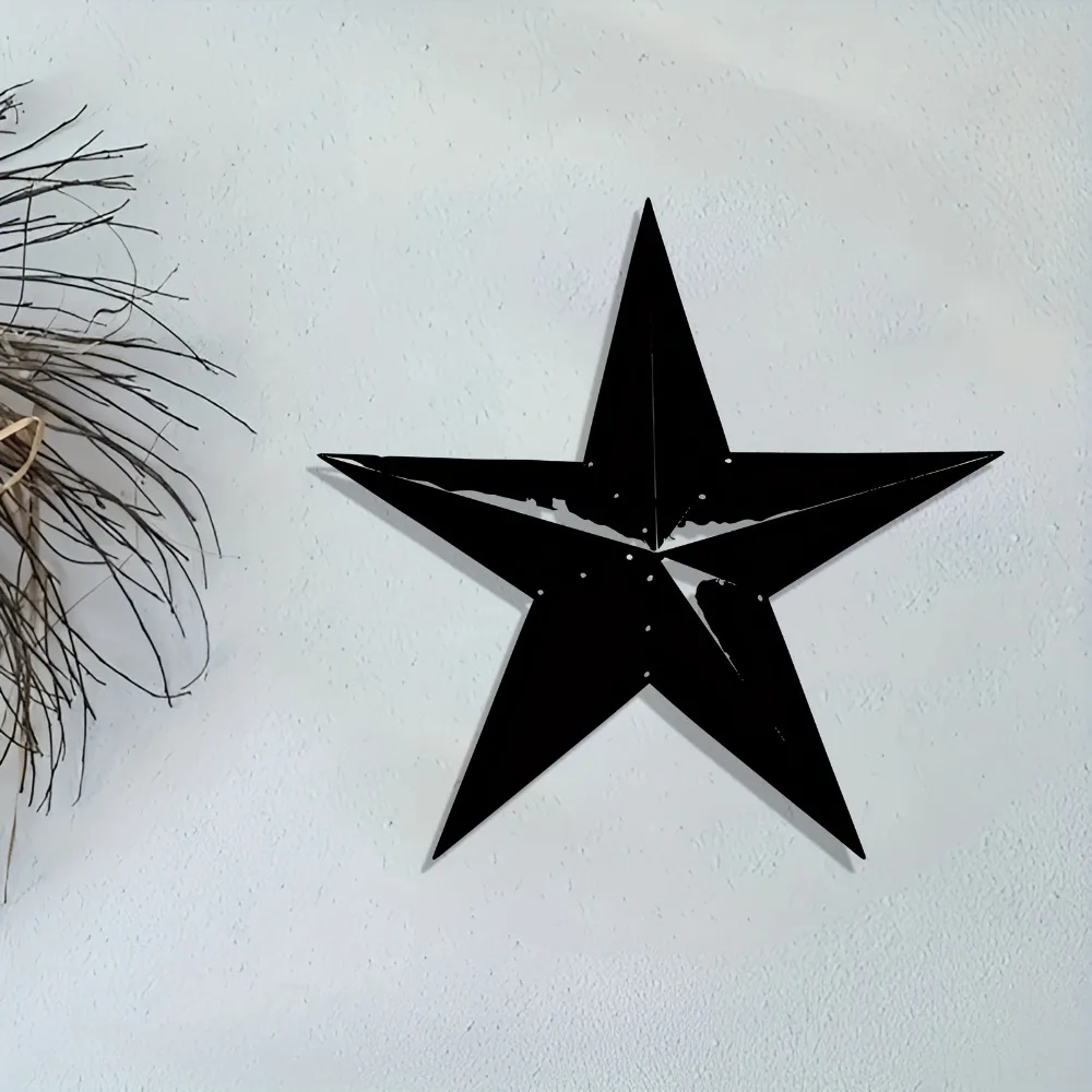 Vintage Metal Star Wall Decor, Large Black Rustic Iron Art Sculpture for Outdoor Farmhouse Home, Western Style Hanging Wall Art