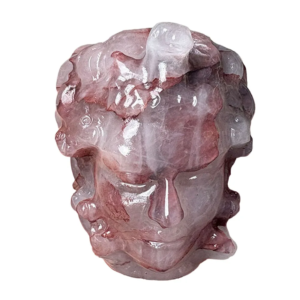 Custom 5.5cm Red Hematoid Quartz Medusa Head Crystal Carving - Handcrafted Healing Gemstone Mythical Figurine